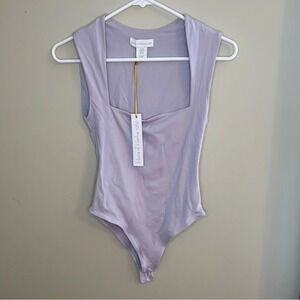 NWT HOUSE OF HARLOW Purple Lavender Cap Sleeve Bodysuit XS